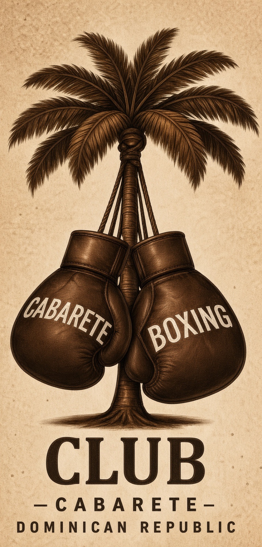 Cabarete Boxing Club — palm tree with hanging boxing gloves